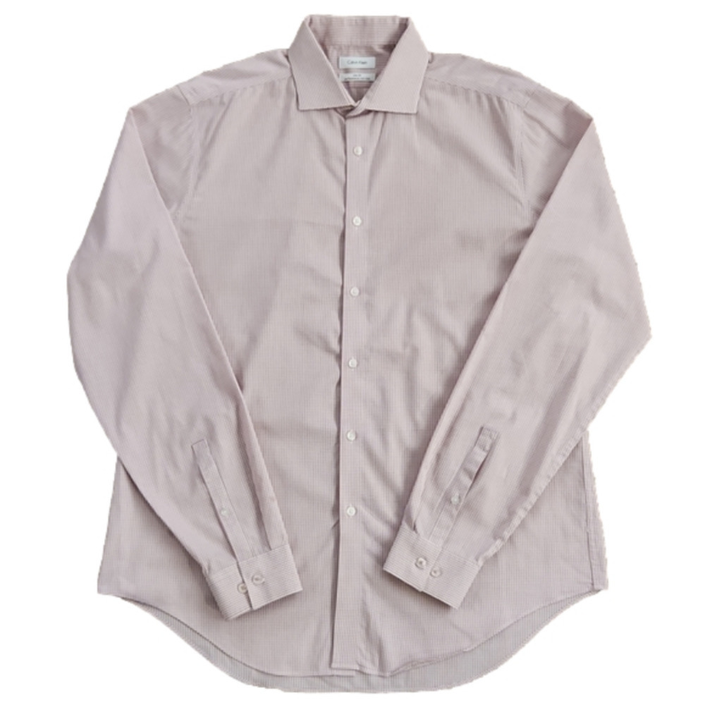 CALVIN Klein Pink Square Print Button-Up Dress Shirt